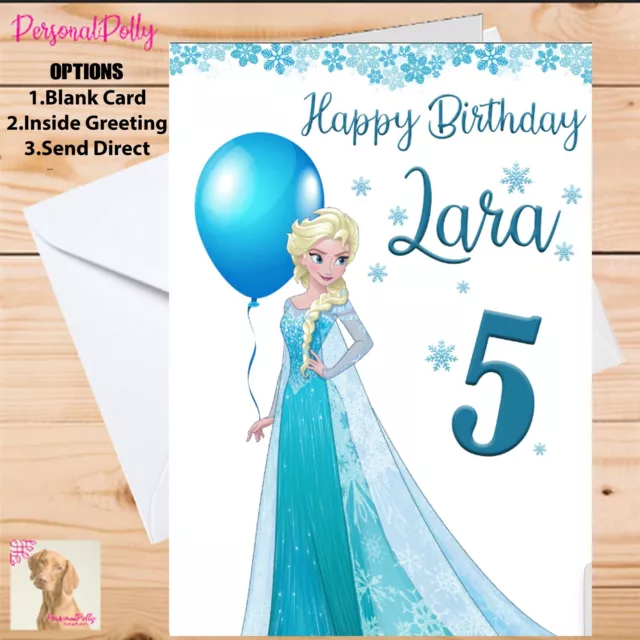 Personalised Elsa Birthday Card Unofficial Frozen Anna Disney Princess Ice