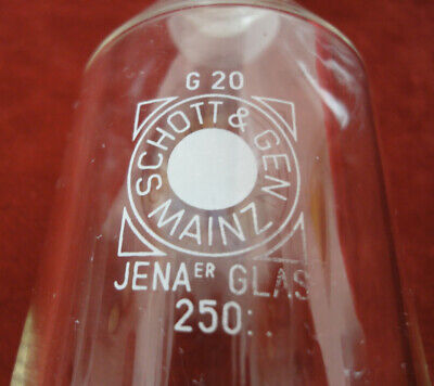 Glasgefäß Glaskolben Kolben Schott & Gen Mainz Jenaer Glas 250 ml + Stopfen G20 4