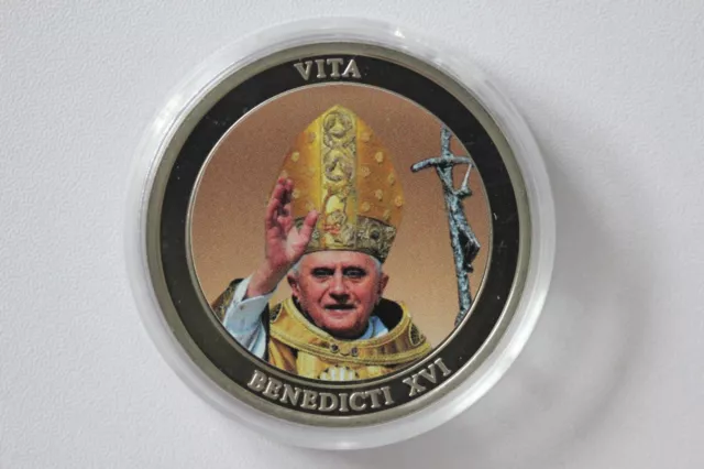 Medaille - Vatikan Papst Benedikt XVI. - Benedicti XVI Vita - UNC in Kapsel