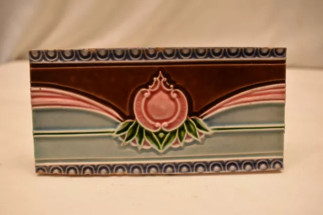 Antique Japan Tile Majolica Art Nouveau Floral Border Tile Design Architectur"11