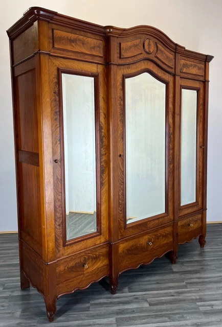 Impressive Mahogany Antique French Armoire Wardrobe with mirrors  (LOT 2216)