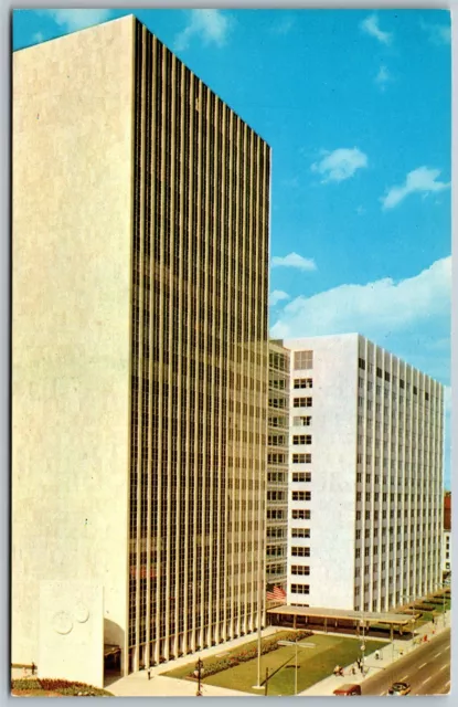 Vtg Detroit Michigan MI New City County Building 1950s View Postcard
