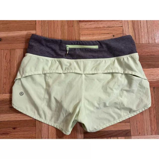 Lululemon Speed Up Athletic 3" Shorts Womens 4 Lined Neon Green/Gray Zip Pocket