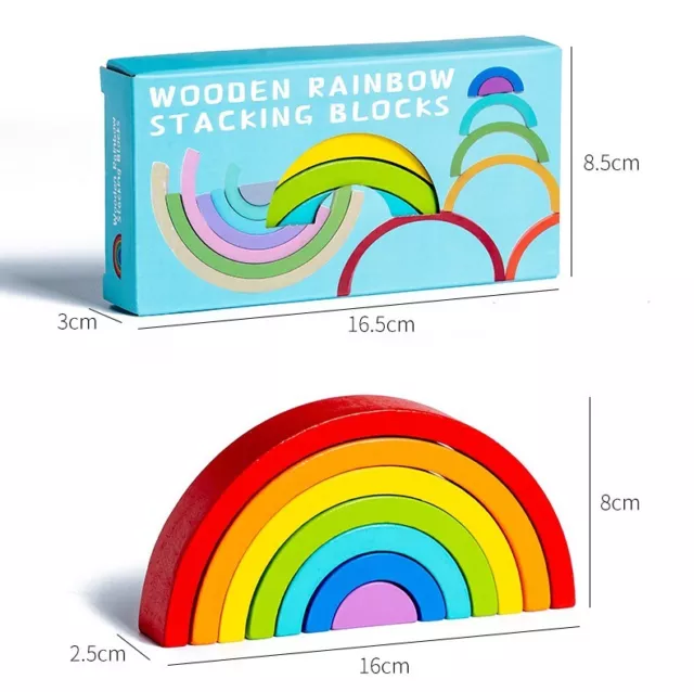 New Kids Montessori Arch Bridge Rainbow Building Blocks Wooden Toys Baby Rainbow