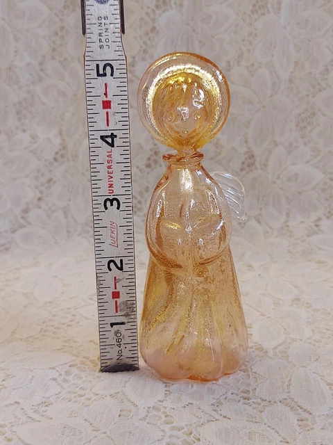 Art Glass Angel Figurine with Gold Leaf Decoration FREE SHIPPING