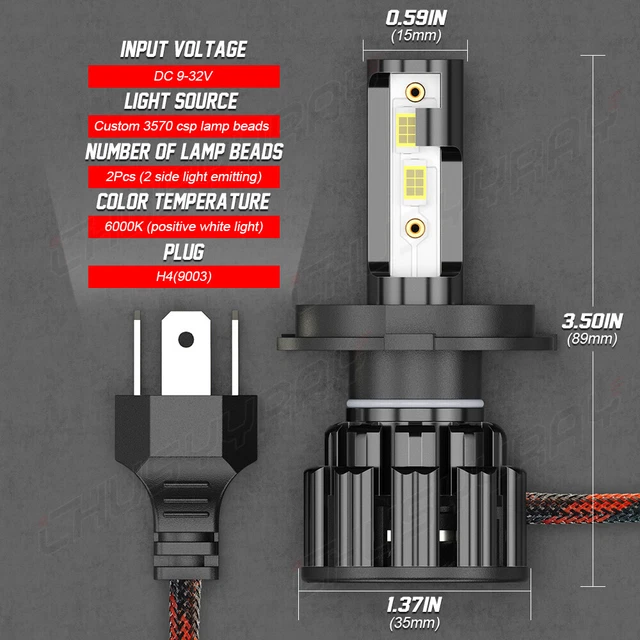 6000K LED HIGH/LOW Beam Headlight + Fog Light Bulbs for Honda CRV 2007