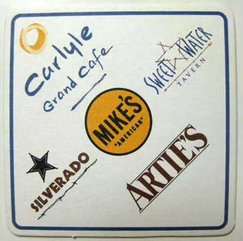 SWEET WATER TAVERN Brewery, ARTIES, MIKE'S Etc., Beer COASTER Mat, VIRGINIA 2000