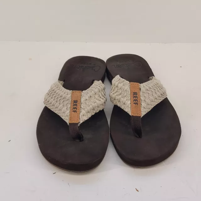 B34 REEF Brown Beige  Thong Flip Flop Cushion Sandals Womens Size 7