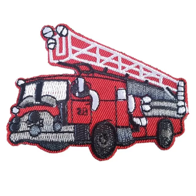 Red Fire Engine fire Truck Iron On Patch Sew on Embroidered transfer