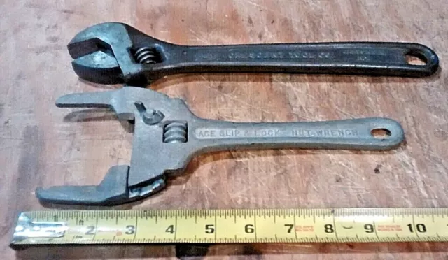 VINTAGE CRESCENT 12" Jamestown, NY & Ace Slip Lock Wrenches Covers Co Bedford OH