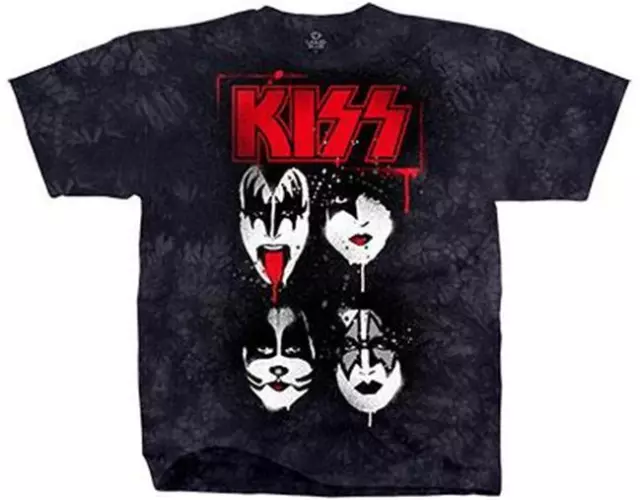 Official Licensed - Kiss - Faces Tie Dye T Shirt Rock Simmons Stanley