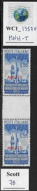 WC1_13570. ITALY: TRIESTE FTT. Gutter pair 55 Lire 1950 RADIO CONF Scott 78. MNH
