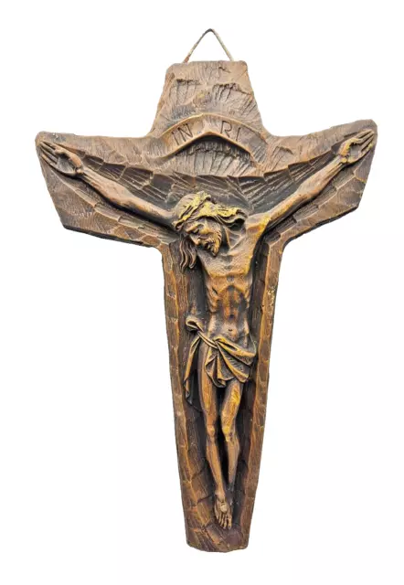Antikes Kruzifix aus Wachs 38 x 23 cm