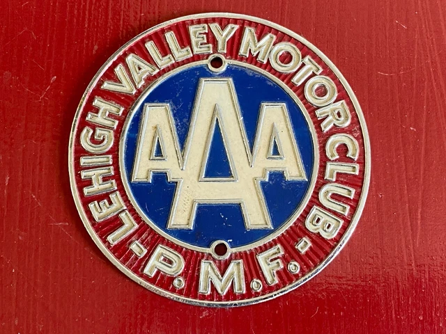 LEHIGH VALLEY MOTOR CLUB AAA PMF Old Enamel Plate Topper Badge