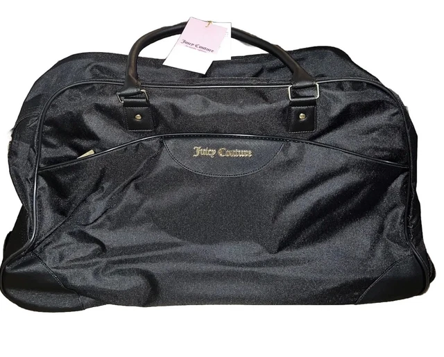 JUICY COUTURE BLACK Signature Wheel Rolling Large Duffle Suitcase