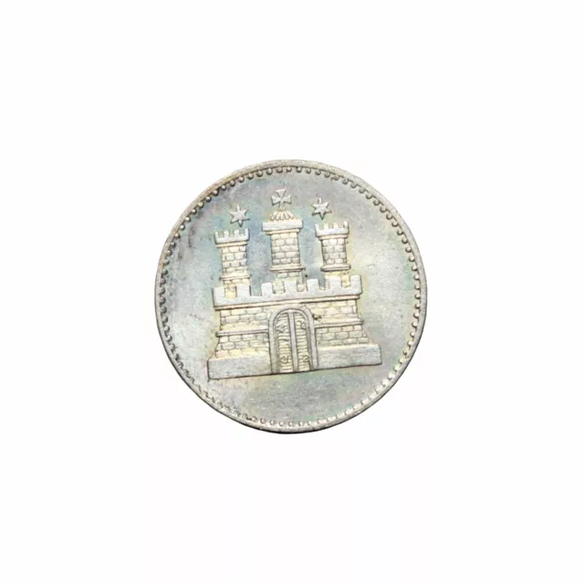German States Hamburg 1855 Silver 1 Sechsling KM#585