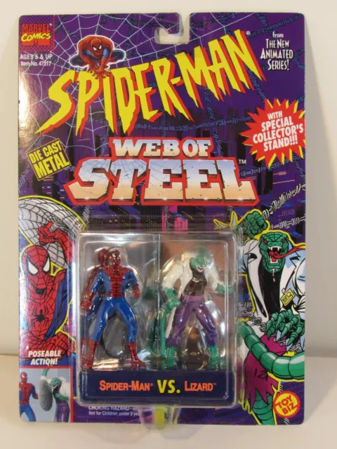 Spider-Man Vs. Lizard 3" Die Cast Metal Figures (Marvel Comics Toy Biz 1994) MOC