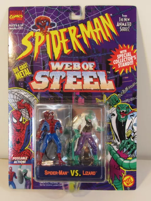 Spider-Man Vs. Lizard 3" Die Cast Metal Figures (Marvel Comics Toy Biz 1994) MOC