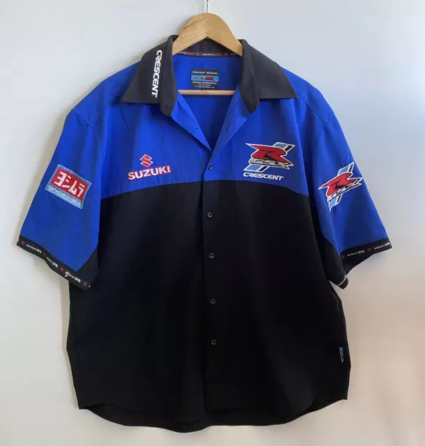 Official Crescent Suzuki Motorcycle Racing Pit Shirt GSXR  Size XL