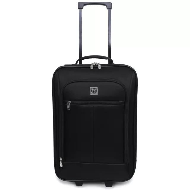 18'' Softside Carry-on Luggage Pilot Case With Wheels and Metal Handle, Black