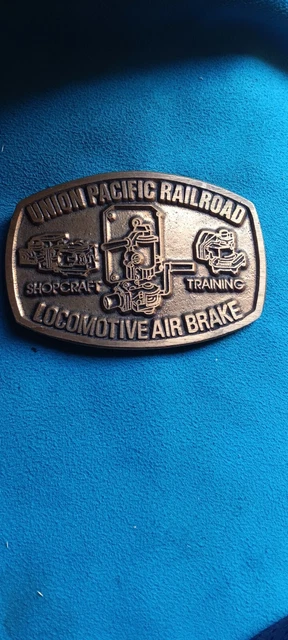 Vtg Belt Buckle Union Pacific  Railroad  Locomotive Air And Brake Brass