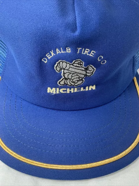 Vtg DeKalb Tire Co Hat Michelin Brand Full Mesh Snap Back Trucker Cap USA Made 2