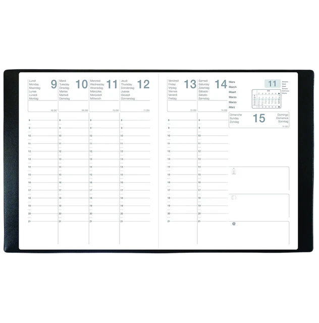 Agenda Semainier Exdi 2025 - Format 16x16cm - Couverture Noire - Janvier à Décembre