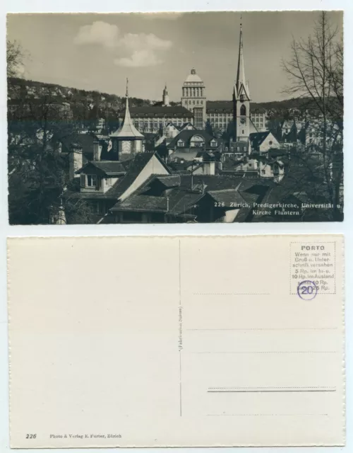 74279 -.Zürich - Predigerkirche, Universität, Kirche Fluntern -Echtfoto, alte AK