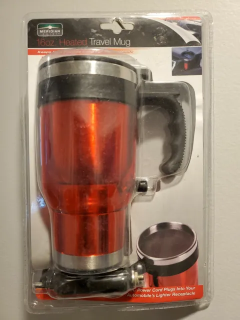 16 oz. RED Heated Travel Mug by Meridian Point (DC Power Cord) NEW / Sealed