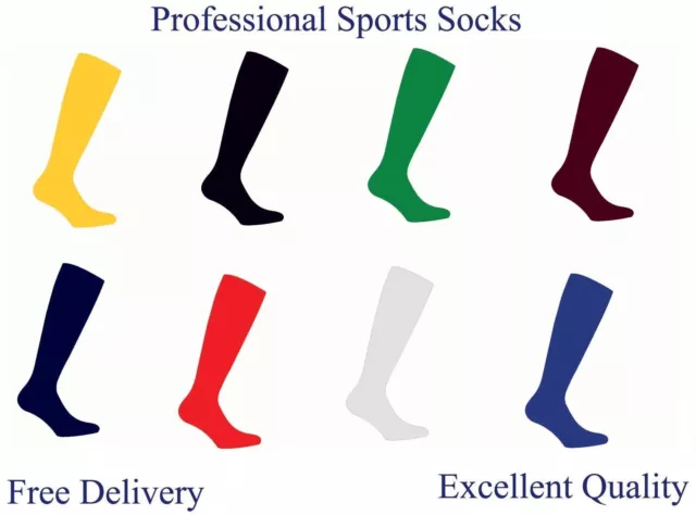 Sports Plain Socks Rugby Hockey Soccer Quick Delivery Mens Womens Kids UK