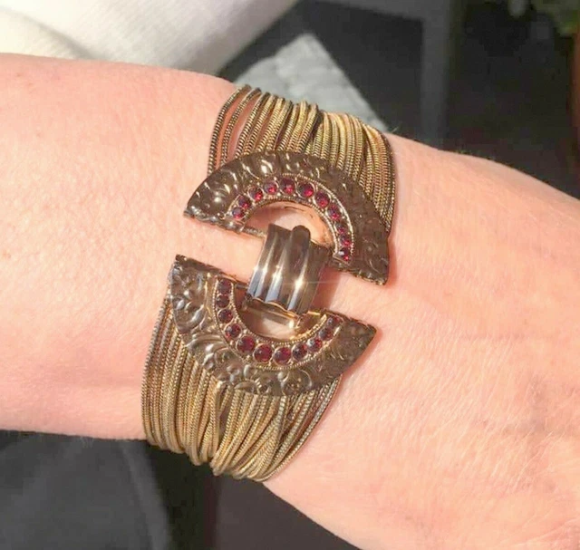 Bracciale donna oro stile vintage Liberty braccialetto polsino antico vistoso