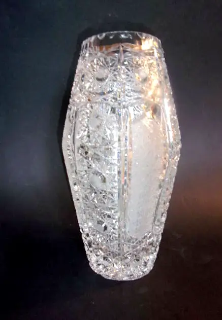 ANTIKE SCHWERE-FUNKELNDE KRISTALL-GLAS -VASE -Überfangglas-30 cm HANDARBEIT