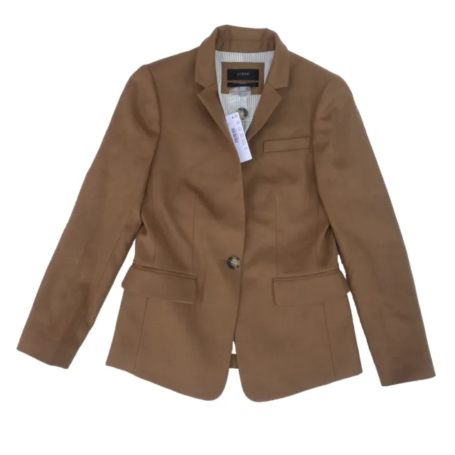 NWT J.Crew Regent Blazer in Warm Camel Wool Flannel Single Button Jacket OP $198