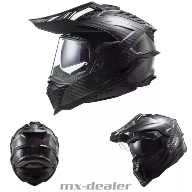 LS2 MX701 C Carbon Helm Explorer Solid Black Dualsport Enduro GS MX