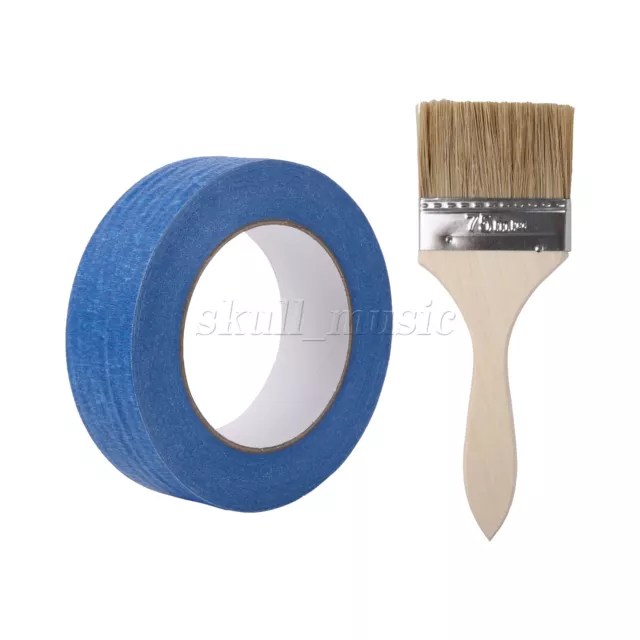 2 Pieces Natural Paint Brush Thin Handle 3" w/ Painter’s Tape 1.41"x55yds