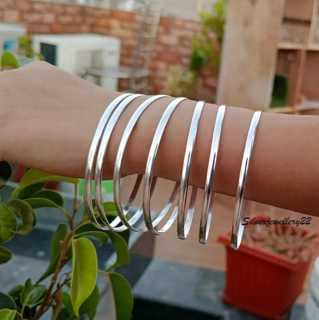 Beautiful Silver Bangles Handmade 925 Sterling Silver Bangle Set Simple Bangle