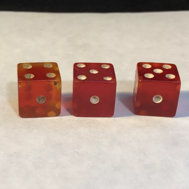 Lot 3 Vintage 9/16” Red Dice