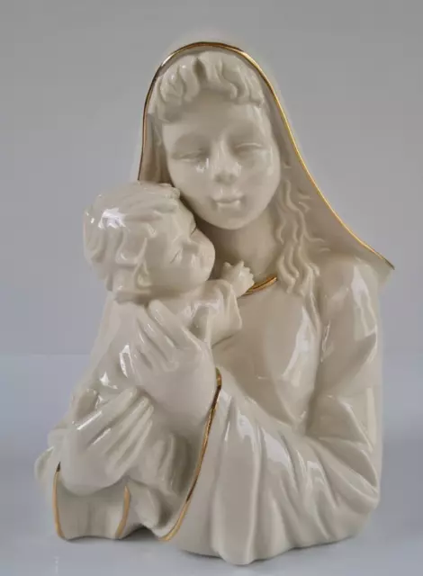 Mikasa Madonna Child Fine Porcelain Statue Vtg White/Gold Religious Virgin Mary