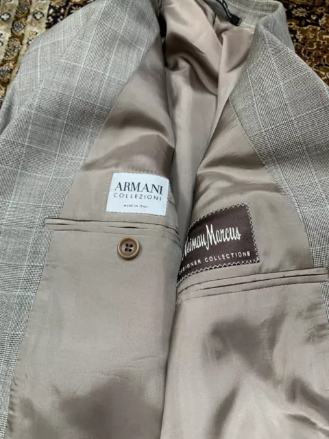 Armani Collezioni Made in Italy Wool Silk Glen Check 3-button Sportcoat Mens 42 3