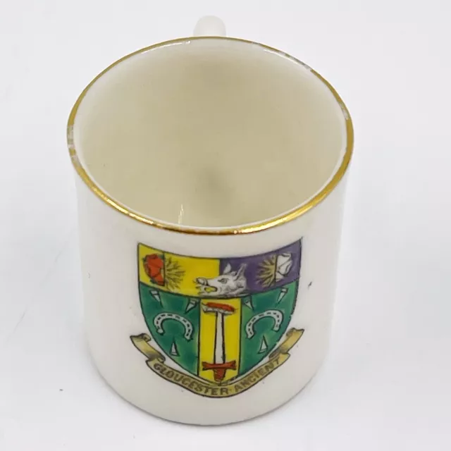 Vintage Wh Goss Crested China Model Of Small Mug/ Cup - Gloucester Ancient Crest