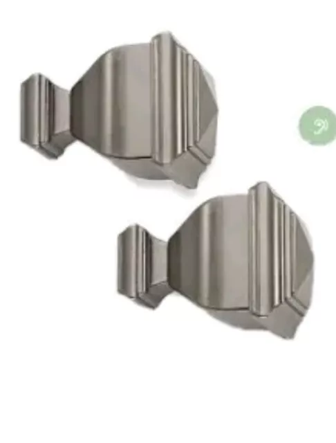 Cambria Graphite Napoleon Finials Brushed Silver Nickel Pair Curtain Drapery Rod