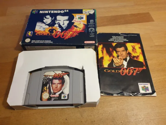 James Bond 007 Goldeneye Nintendo 64 N64 in scatola CIB IMBALLO ORIGINALE USK 18