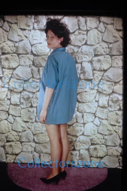35mm Slide 1970's Glamour  Fashion Portrait shot Woman denim Shirt shoes