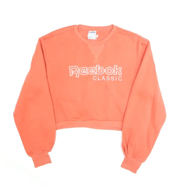 REEBOK Womens Classic Embroidered Cropped Pink Sweatshirt M