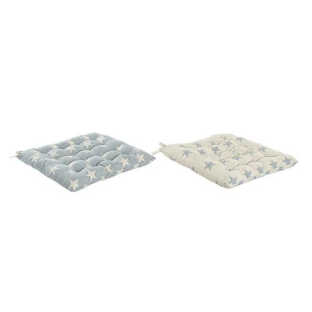 DKD Home Decor Coussin de Chaise Bleu Coton Blanc (2 pièces) (40 x 6 x 40...