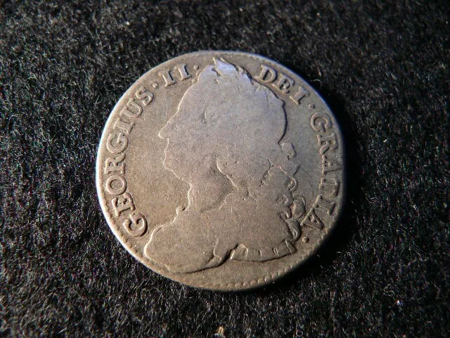 Great Britain 1743 Silver Shilling - Nice Detail - Original Toning