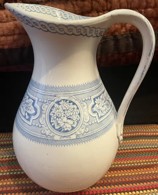 Antique 11 1/2” Staffordshire Transferware Pitcher