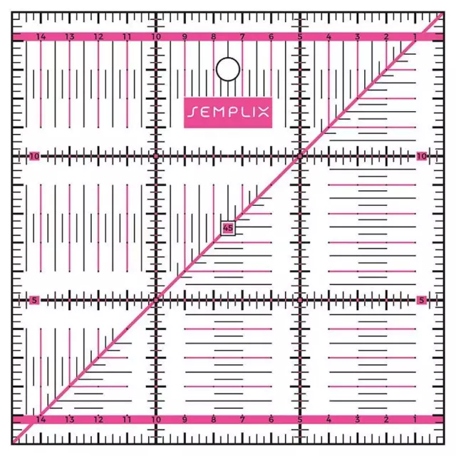 Semplix Patchwork-Quiltlineal cm (15 x 15 cm / 2,5 mm dick / pink) 1a Qualität