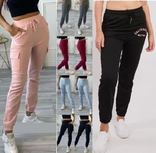 Womens Ladies Cargo Joggers Combat Stretch Casual Trousers Slim Fit LoungeWear