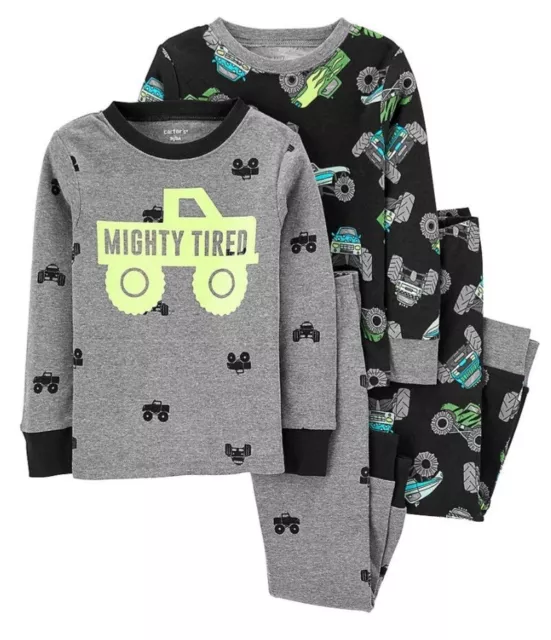 Carters Infant Boy 2 Pair Pajamas Size 24 Months NEW SEALED Monster Trucks